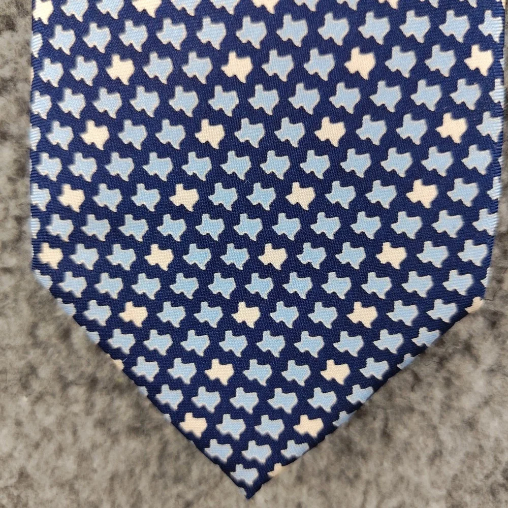 Paris Texas Apparel Co Silk Tie Texas Blue Lone Star State Foular W3.5 L:58